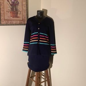 St Johns, Marie gray stripped outfit. sweater +skirt